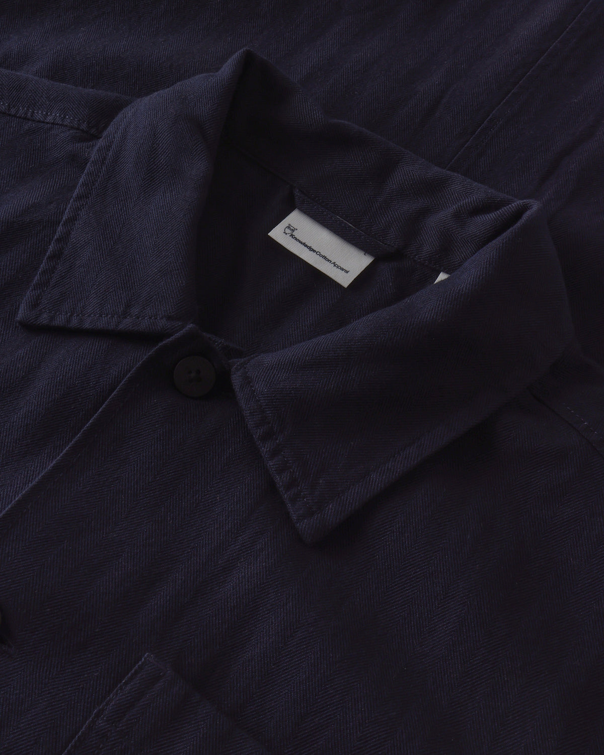 KnowledgeCotton Apparel - MEN Herringbone overshirt Overshirts 1412 Night Sky