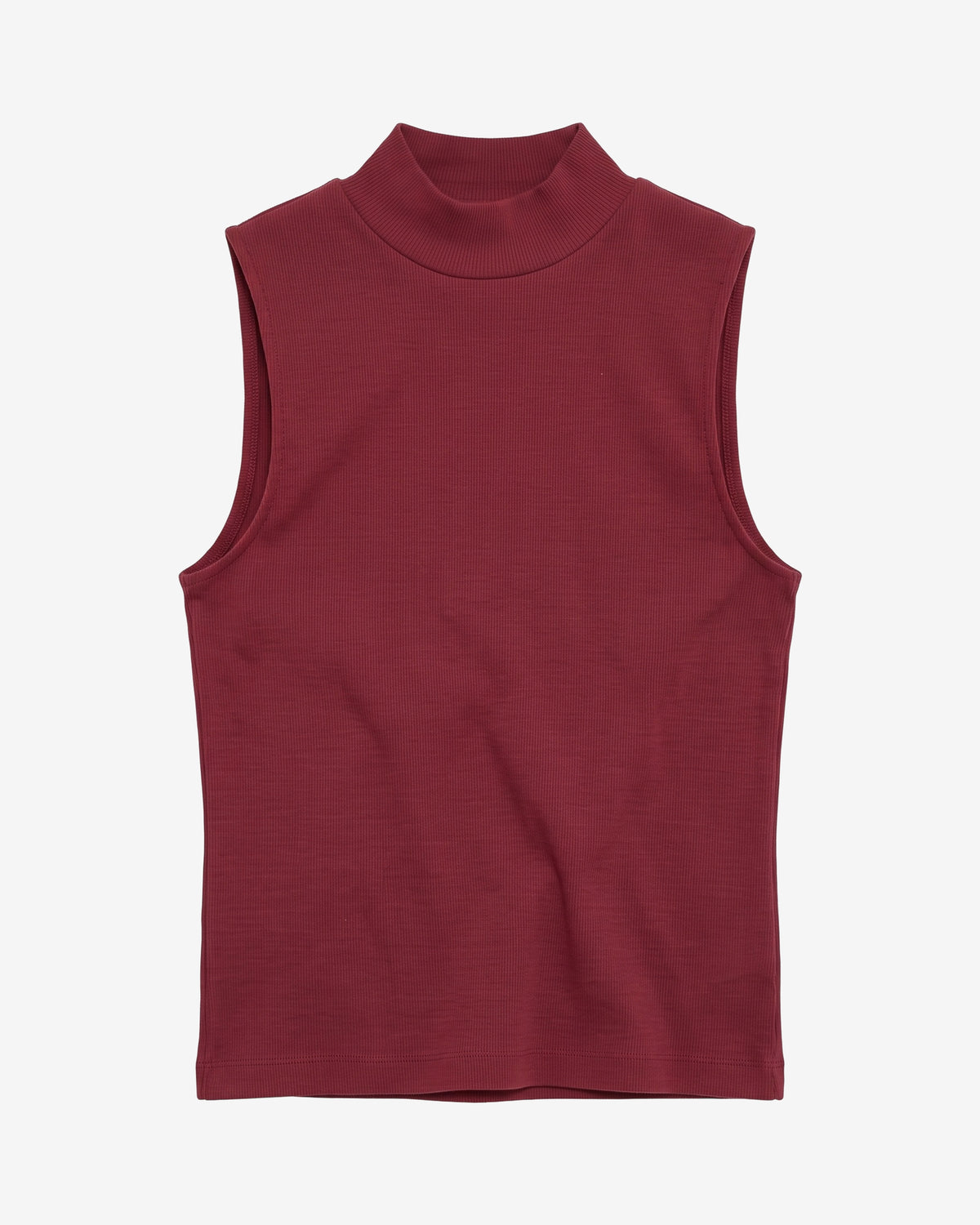 KnowledgeCotton Apparel - WMN High neck rib top T-shirts 1500 Burgundy