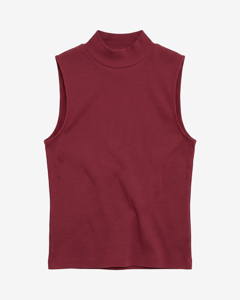 KnowledgeCotton Apparel - WMN High neck rib top T-shirts 1500 Burgundy