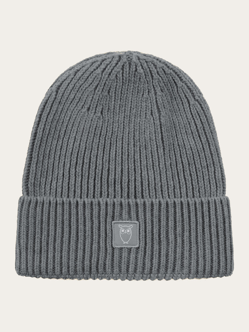KnowledgeCotton Apparel - UNI High wool beanie Hats 1073 Dark Grey Melange
