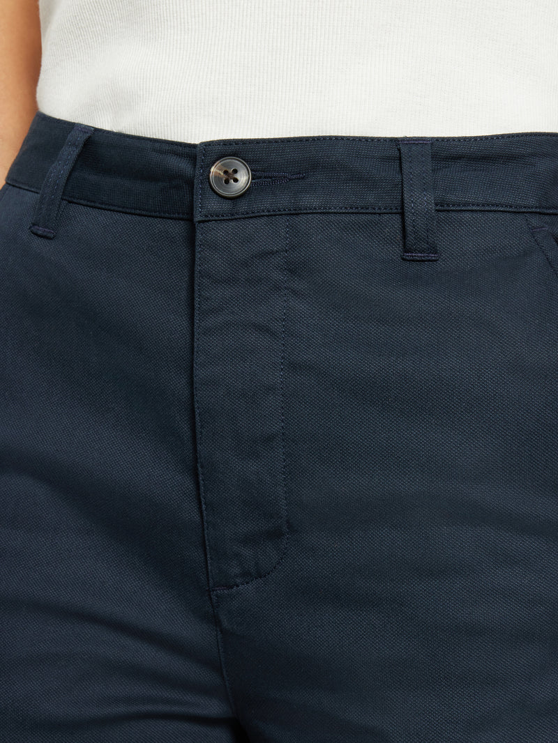 KnowledgeCotton Apparel - WMN IRIS mom mid-rise canvas pique chino - GOTS/Vegan Pants 1001 Total Eclipse