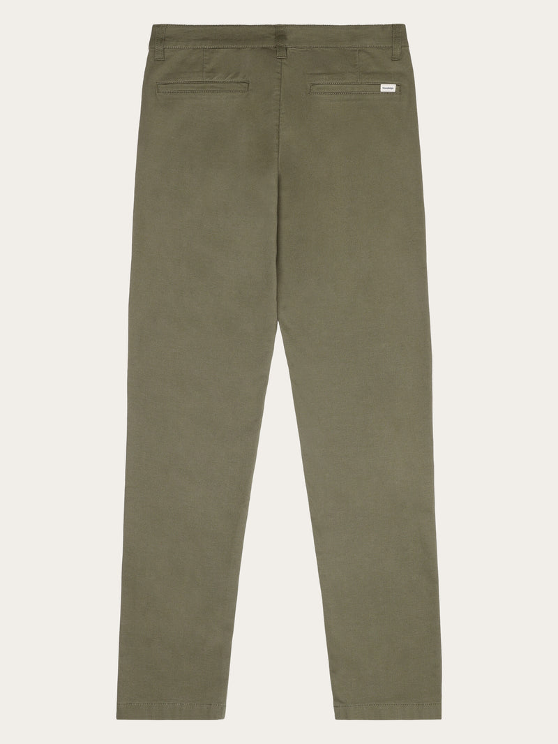 KnowledgeCotton Apparel - WMN IRIS mom mid-rise canvas pique chino - GOTS/Vegan Pants 1068 Burned Olive