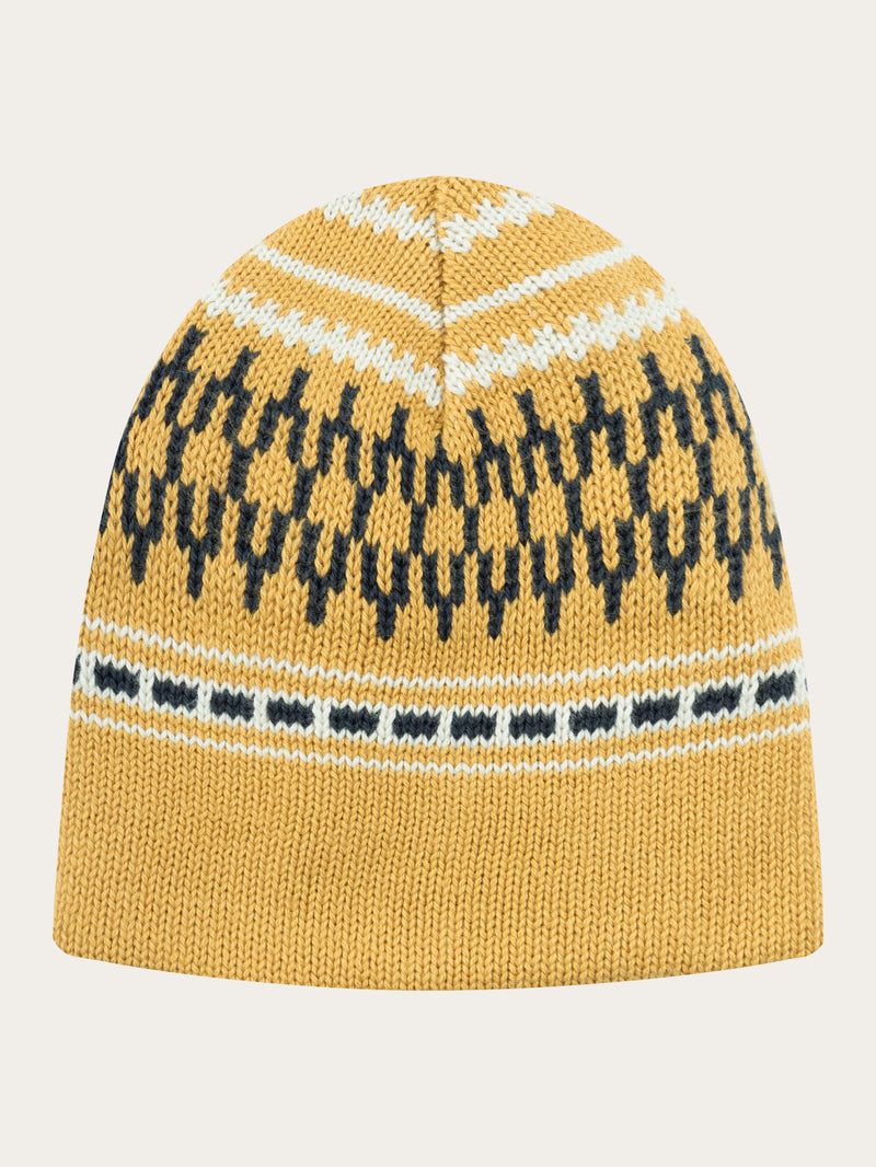 KnowledgeCotton Apparel - YOUNG Kids Jacquard knit beanie Hats 8024 Yellow stripe