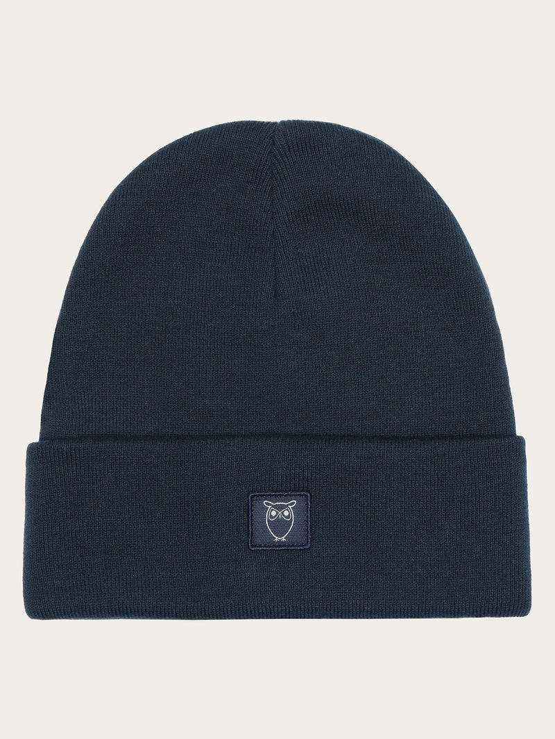 KnowledgeCotton Apparel - UNI Knitted rib beanie Hats 1412 Night Sky