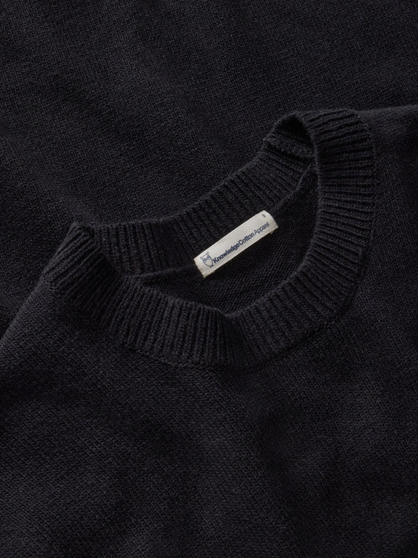 KnowledgeCotton Apparel - WMN Lambswool crew neck sweater Knits 1300 Black Jet