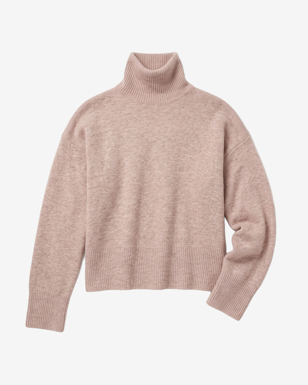 KnowledgeCotton Apparel - WMN Lambswool high neck sweater Knits 1336 Kelp melange