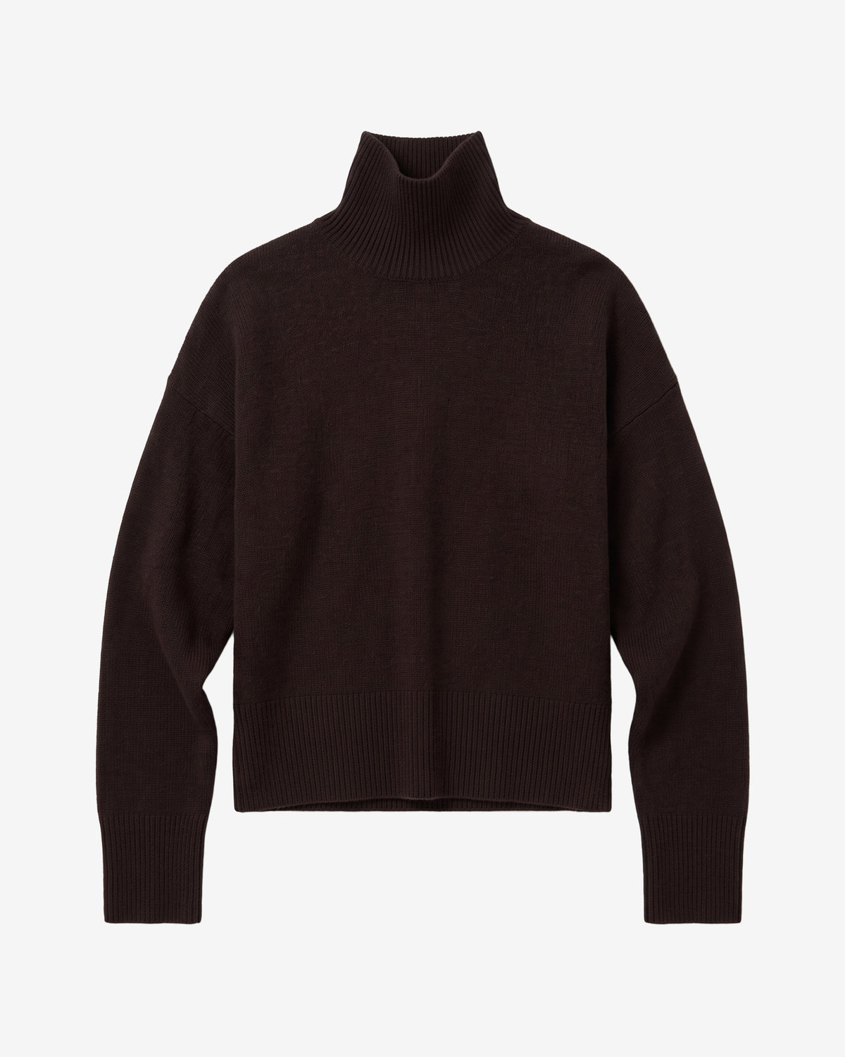 KnowledgeCotton Apparel - WMN Lambswool high neck sweater Knits 1487 Chocolate Torte
