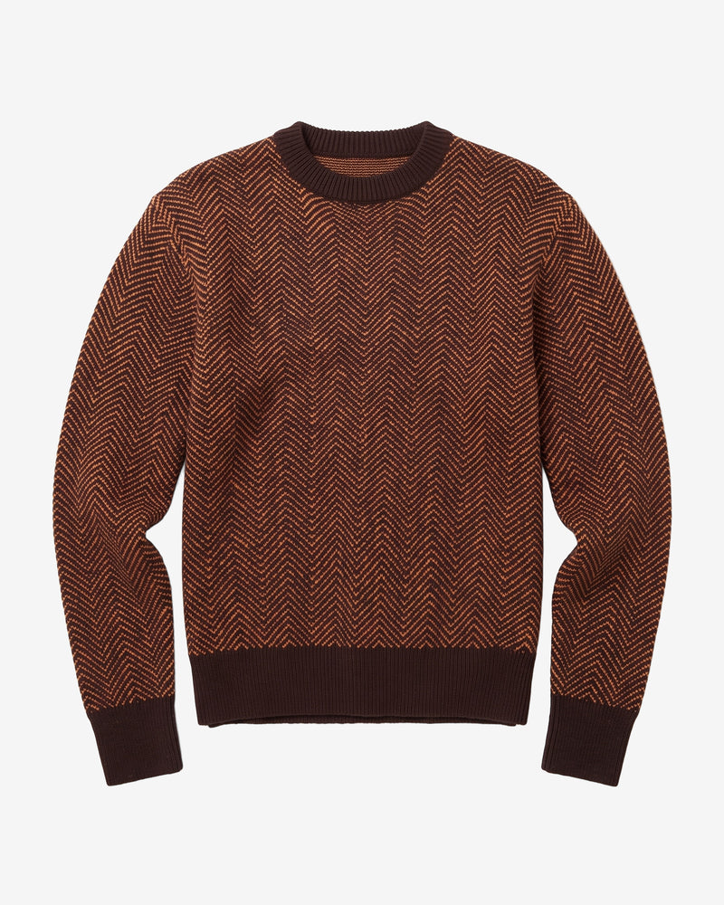 KnowledgeCotton Apparel - MEN Lambswool jacquard sweater Knits 1487 Chocolate Torte