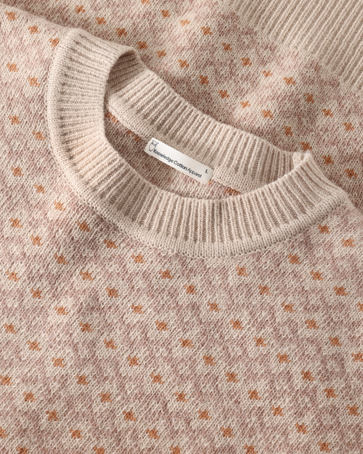 KnowledgeCotton Apparel - MEN Lambswool jacquard sweater Knits 9930 Beige