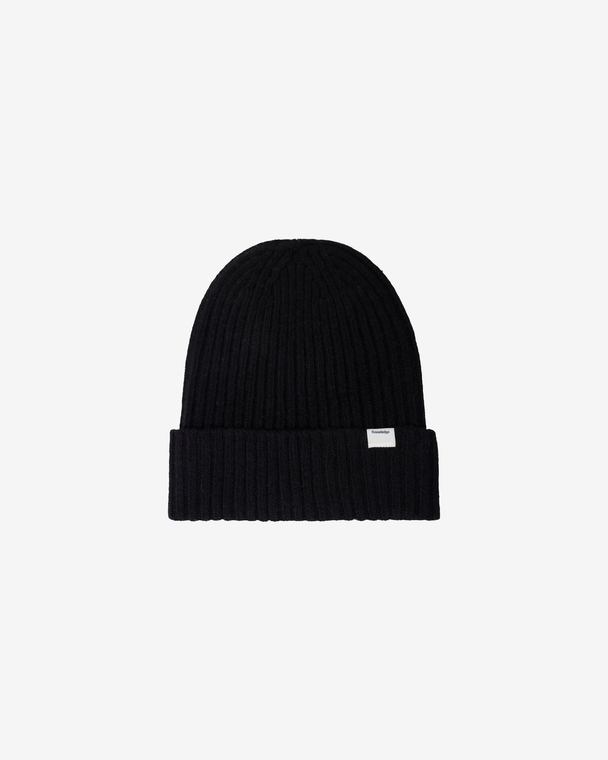 KnowledgeCotton Apparel - UNI Lambswool rib beanie Hats 1300 Black Jet