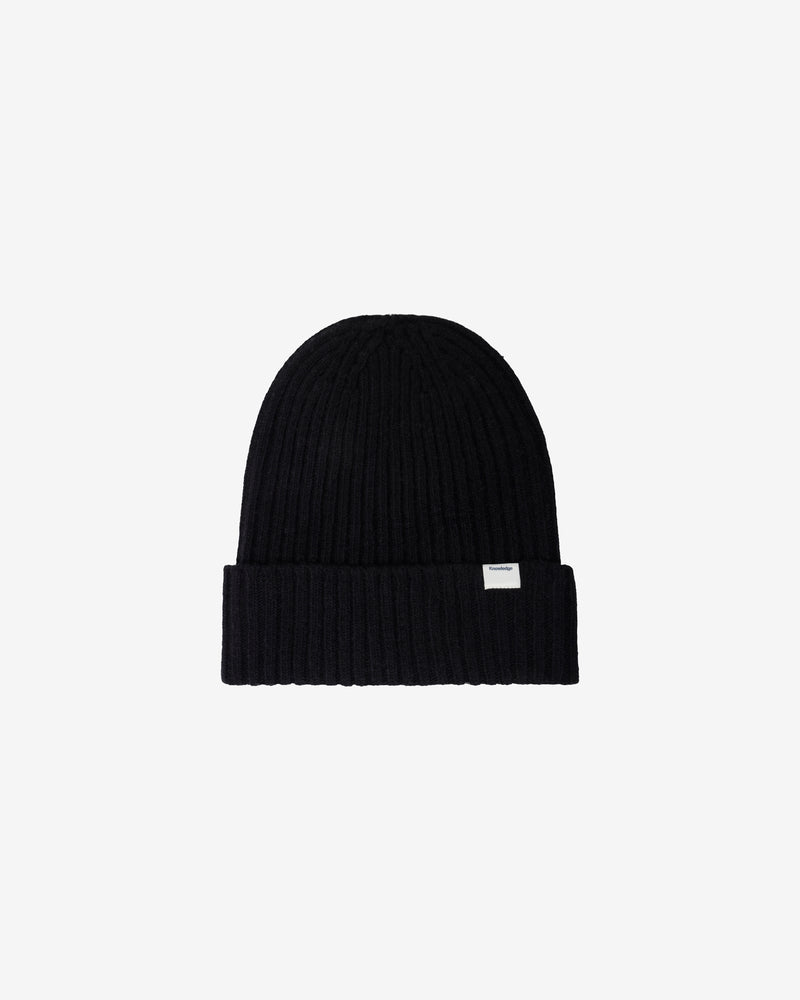 KnowledgeCotton Apparel - UNI Lambswool rib beanie Hats 1300 Black Jet