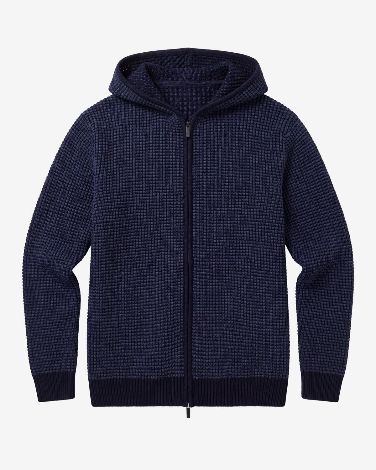 KnowledgeCotton Apparel - MEN Lambswool zip hoodie Knits 1001 Total Eclipse
