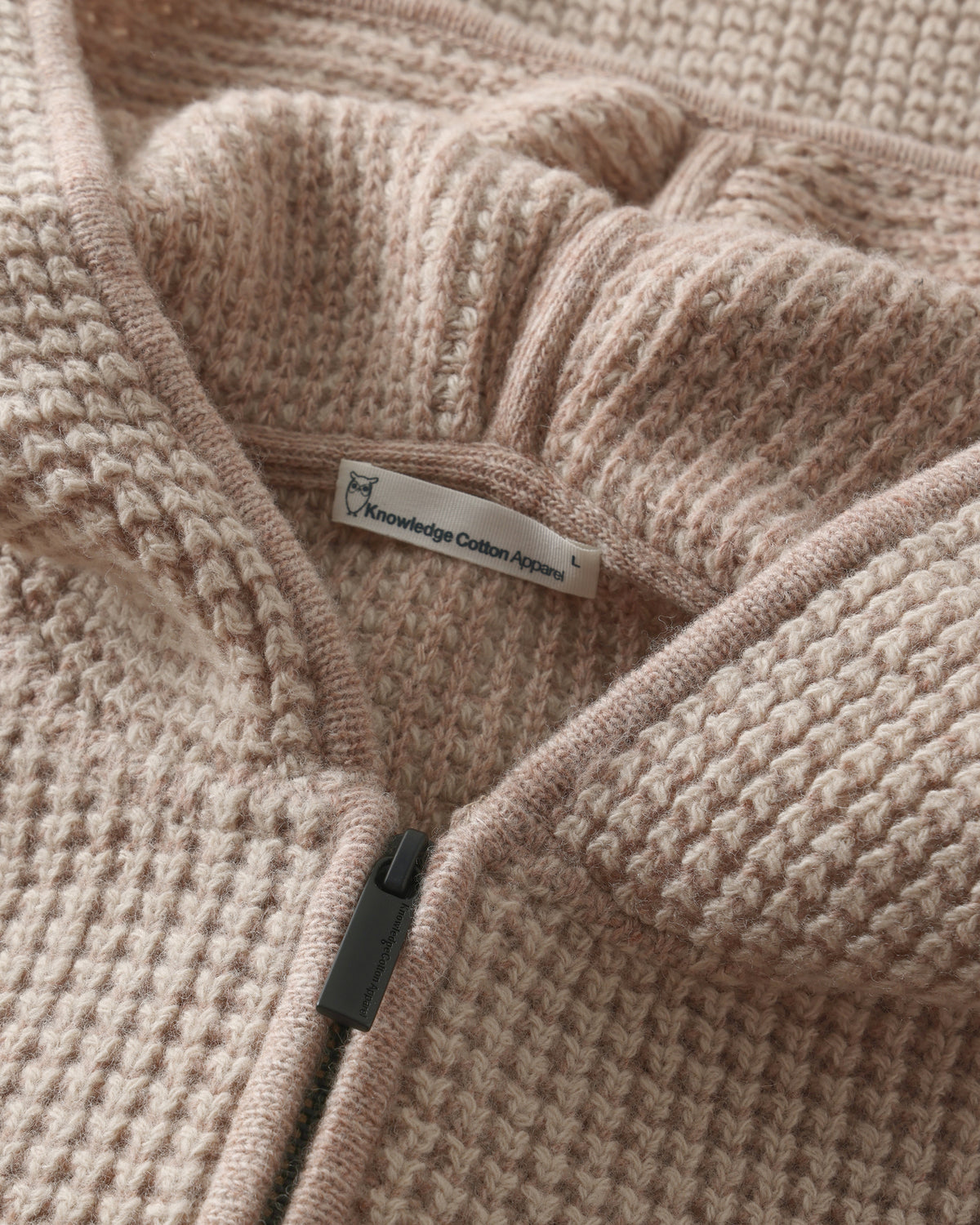 KnowledgeCotton Apparel - MEN Lambswool zip hoodie Knits 1336 Kelp melange
