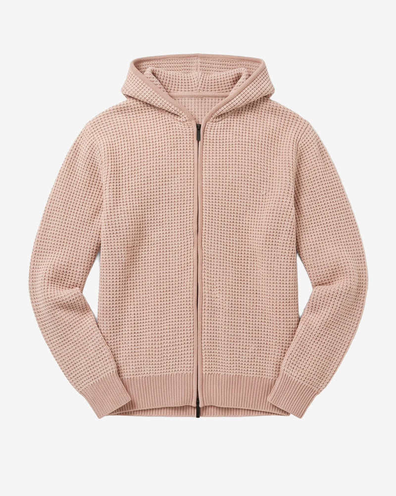 KnowledgeCotton Apparel - MEN Lambswool zip hoodie Knits 1336 Kelp melange