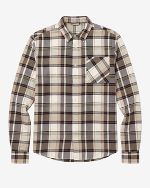 KnowledgeCotton Apparel - MEN Light flannel checkered costum fit shirt Shirts 7026 Brown check