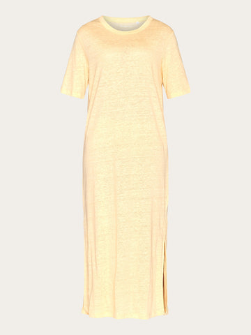 KnowledgeCotton Apparel - WMN Linen short sleeved t-shirt dress Dresses 1352 Impala