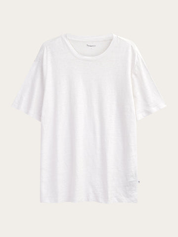 KnowledgeCotton Apparel - MEN Linen t-shirt T-shirts 1010 Bright White