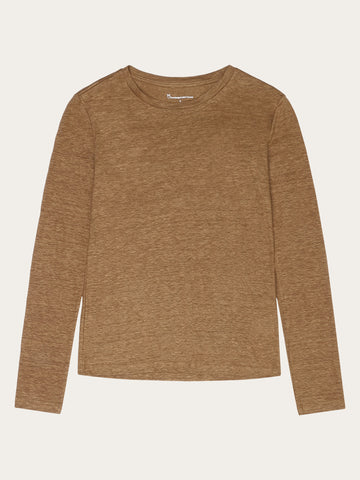 KnowledgeCotton Apparel - WMN Long sleeve linen t-shirt - GOTS/Vegan Long Sleeves 1019 Tuffet
