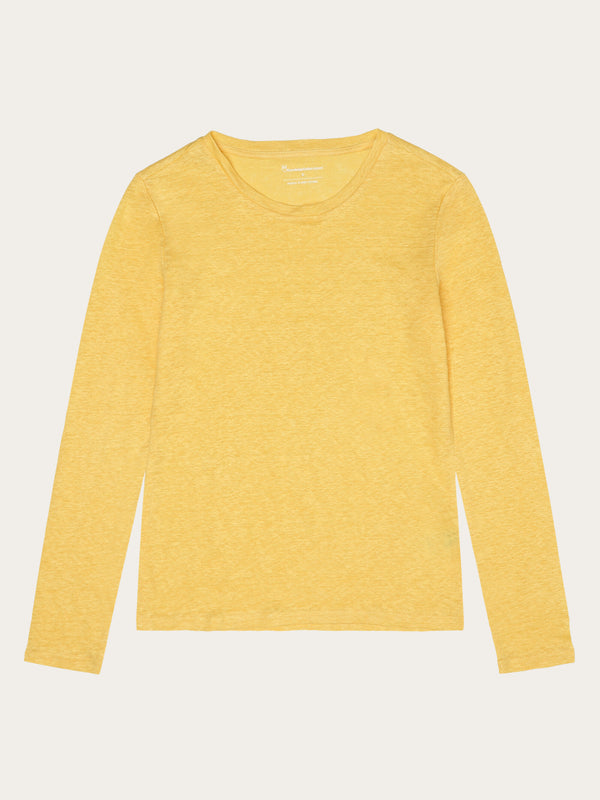 KnowledgeCotton Apparel - WMN Long sleeve linen t-shirt - GOTS/Vegan Long Sleeves 1482 Yarrow