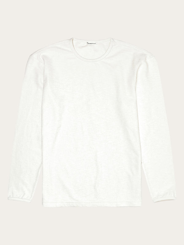 KnowledgeCotton Apparel - MEN Long sleeved structured slub sweat - GOTS/Vegan Sweats 1387 Egret