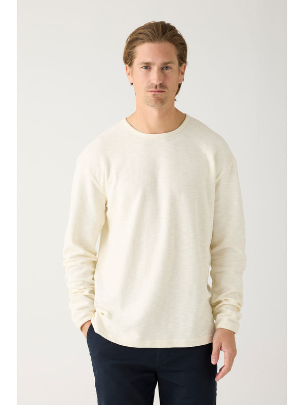 KnowledgeCotton Apparel - MEN Long sleeved structured slub sweat - GOTS/Vegan Sweats 1387 Egret