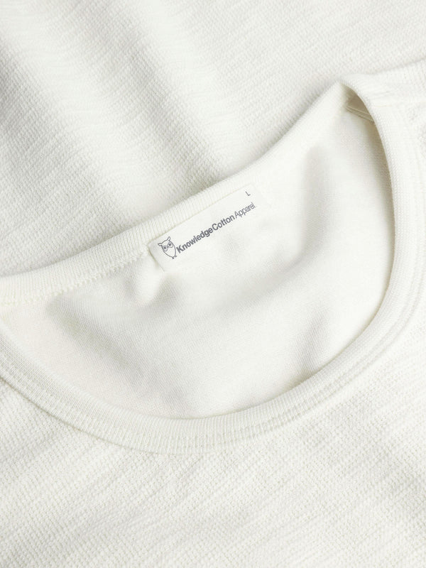 KnowledgeCotton Apparel - MEN Long sleeved structured slub sweat - GOTS/Vegan Sweats 1387 Egret