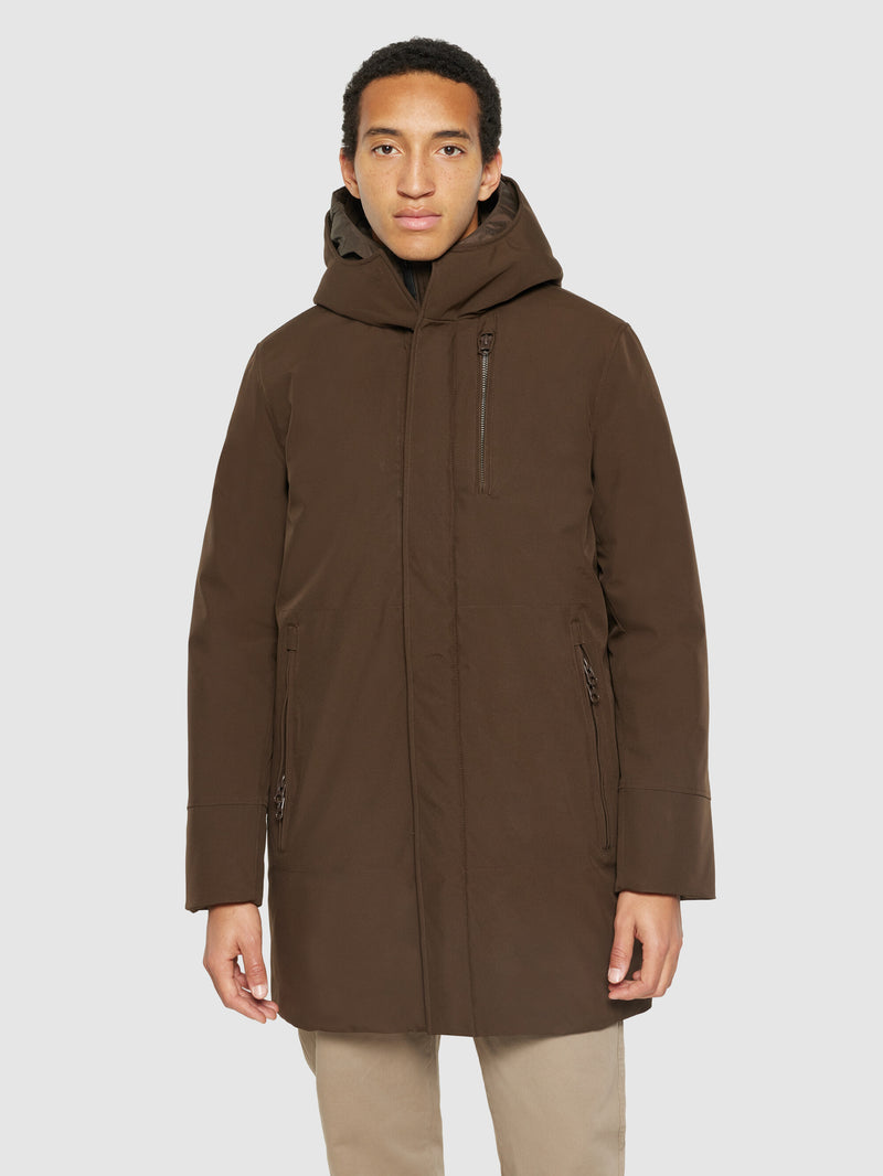 KnowledgeCotton Apparel - MEN Long soft shell jacket CLIMATE SHELL™ Jackets 1243 Demitasse (brown)