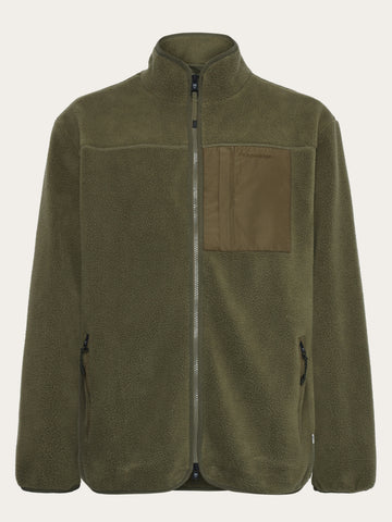 KnowledgeCotton Apparel - MEN Loose Fit Zip Fleece - GRS/Vegan Fleeces 1068 Burned Olive