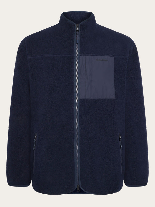 KnowledgeCotton Apparel - MEN Loose Fit Zip Fleece - GRS/Vegan Fleeces 1412 Night Sky