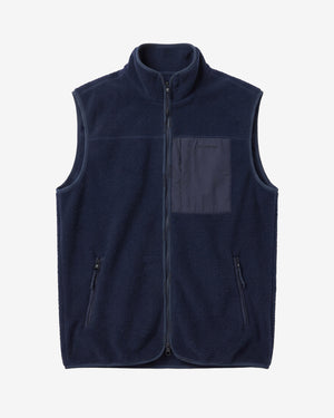 KnowledgeCotton Apparel - UNI Loose Fit Zip Fleece Vest GRS/Vegan Fleeces 1412 Night Sky