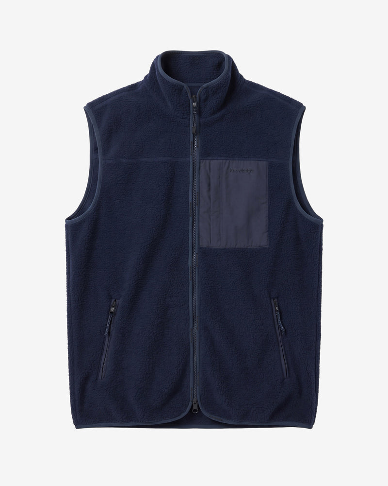 KnowledgeCotton Apparel - UNI Loose Fit Zip Fleece Vest GRS/Vegan Fleeces 1412 Night Sky