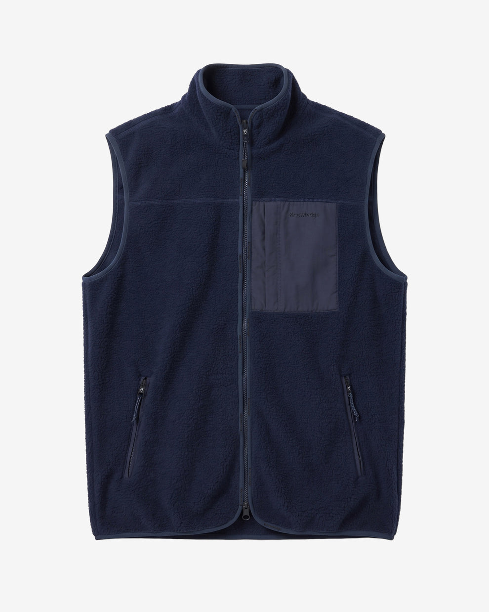 KnowledgeCotton Apparel - UNI Loose Fit Zip Fleece Vest GRS/Vegan Fleeces 1412 Night Sky
