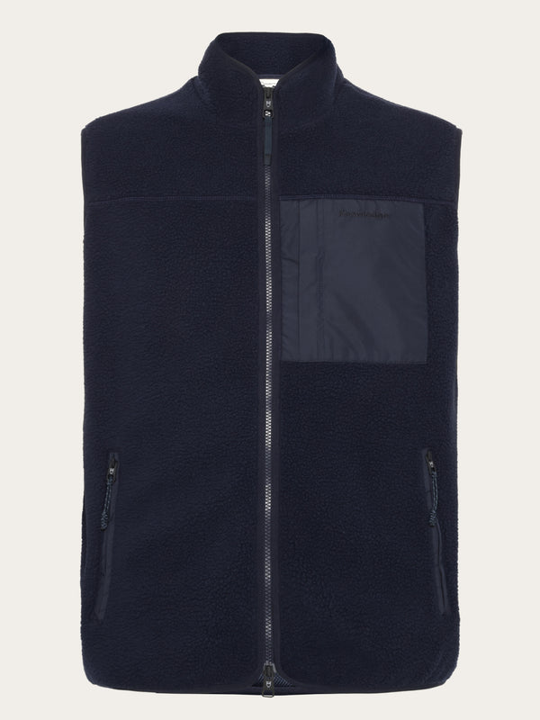 KnowledgeCotton Apparel - UNI Loose Fit Zip Fleece Vest GRS/Vegan Fleeces 1412 Night Sky
