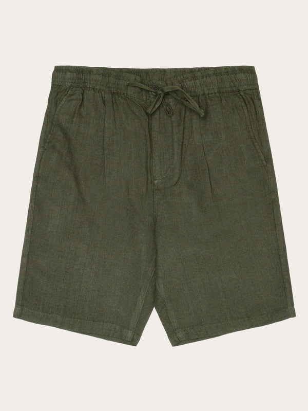 KnowledgeCotton Apparel - MEN Loose Linen shorts Shorts 1068 Burned Olive