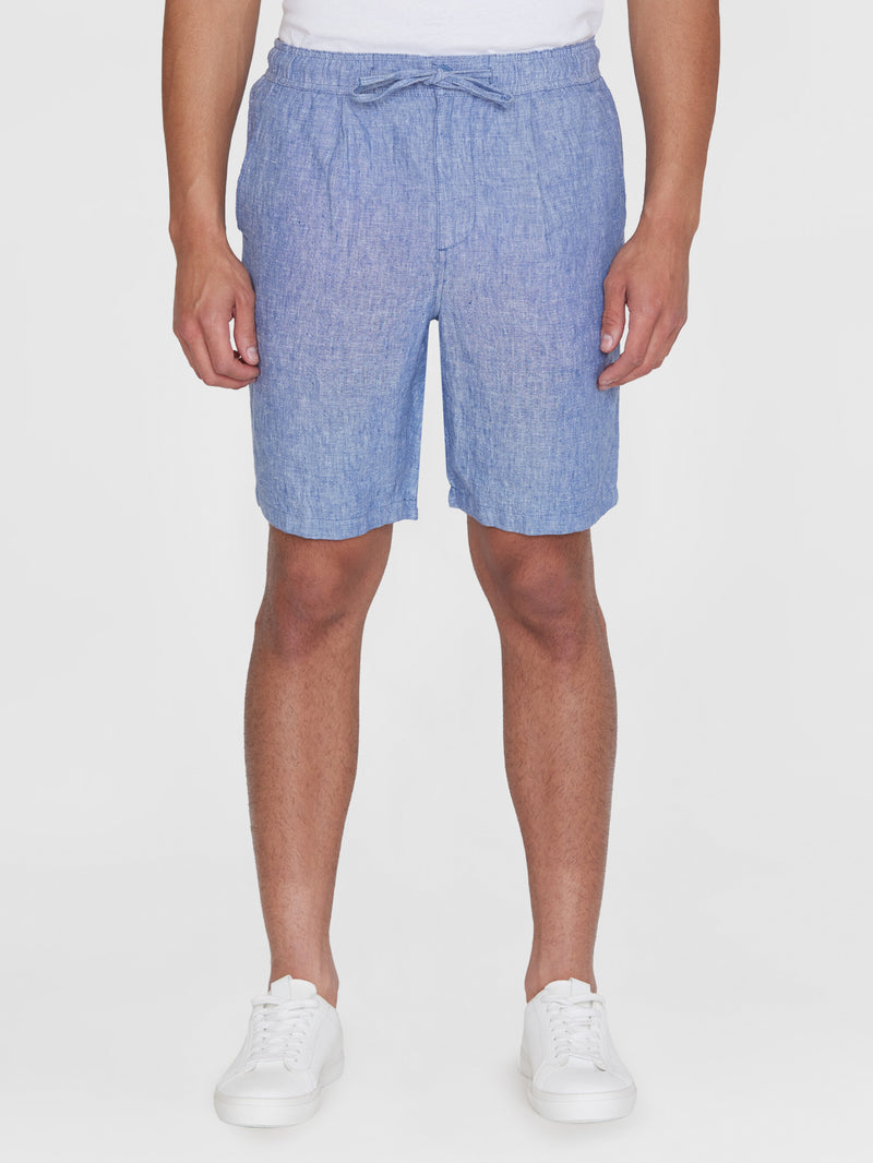 KnowledgeCotton Apparel - MEN Loose Linen shorts Shorts 1432 Moonlight Blue