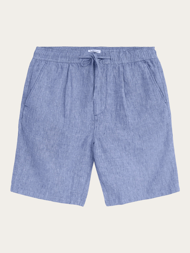 KnowledgeCotton Apparel - MEN Loose Linen shorts Shorts 1432 Moonlight Blue