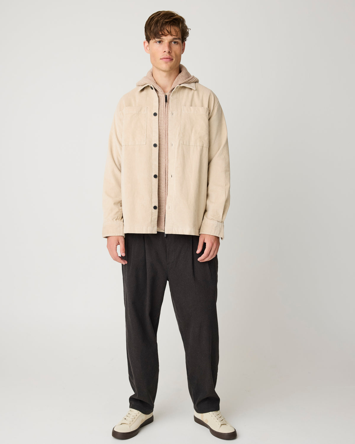 KnowledgeCotton Apparel - MEN Loose corduroy overshirt Overshirts 1228 Light feather gray