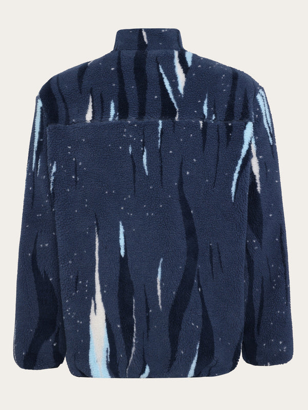 KnowledgeCotton Apparel - UNI Loose fit Northern Lights zip fleece - GRS Fleeces 9921 Blue