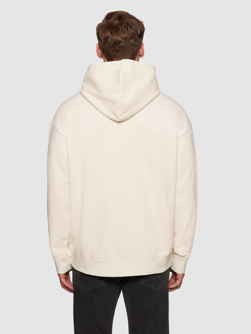 KnowledgeCotton Apparel - UNI Loose fit hood sweat Trees Yes Please print - GOTS/Vegan Sweats 1387 Egret