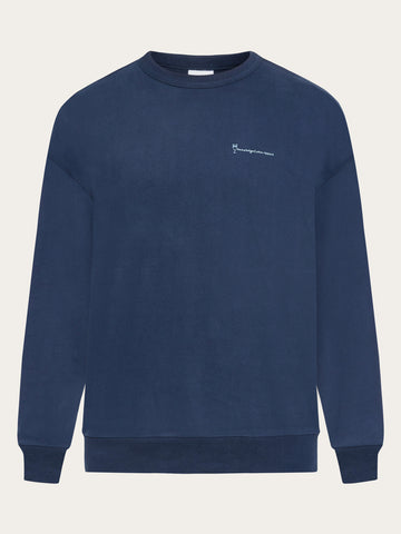 KnowledgeCotton Apparel - MEN Loose fit sweat owl chill camp print - Regenerative Organic Certified® - GOTS/Vegan Sweats 1412 Night Sky