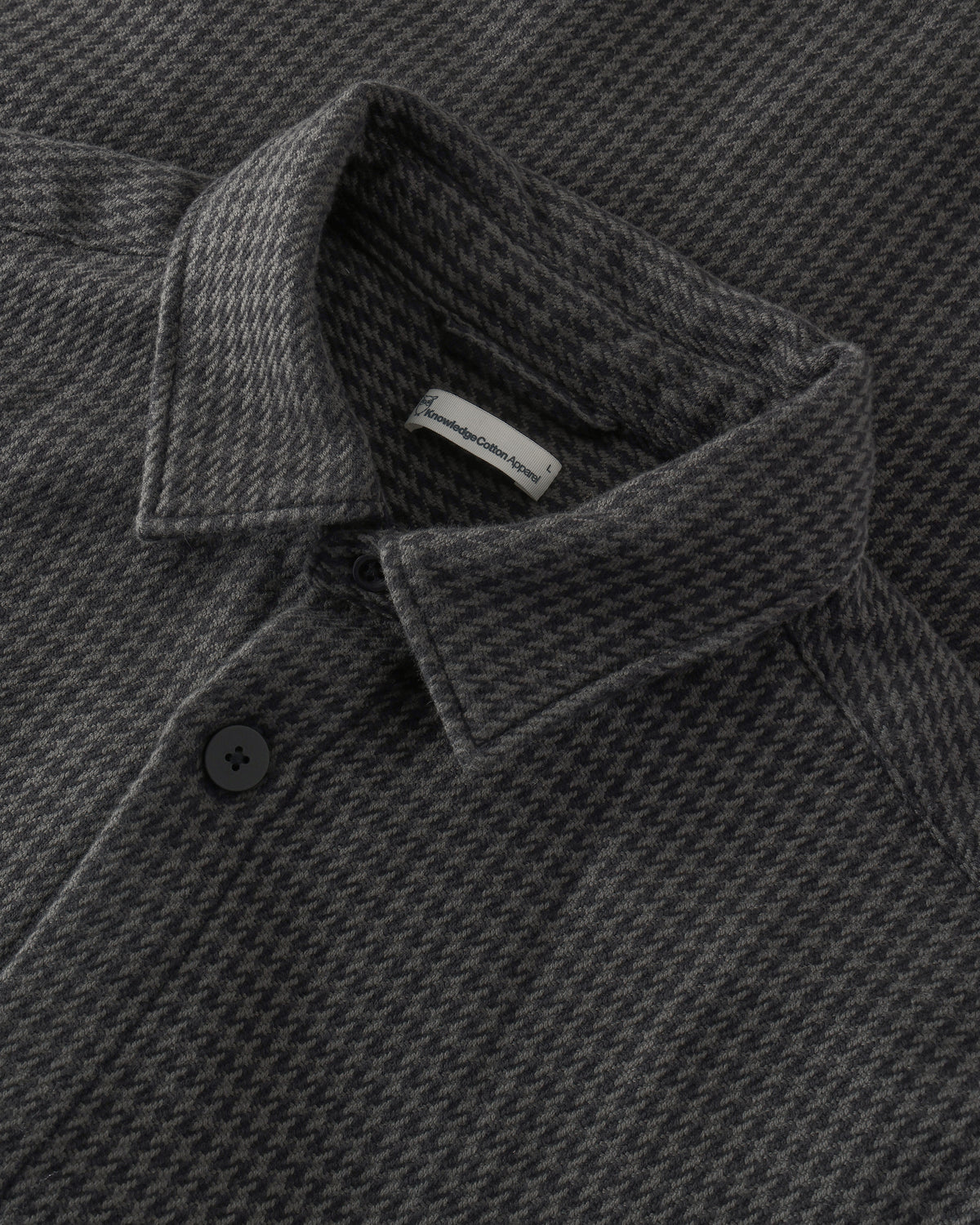 KnowledgeCotton Apparel - MEN Loose houndtooth overshirt Overshirts 7031 Grey check