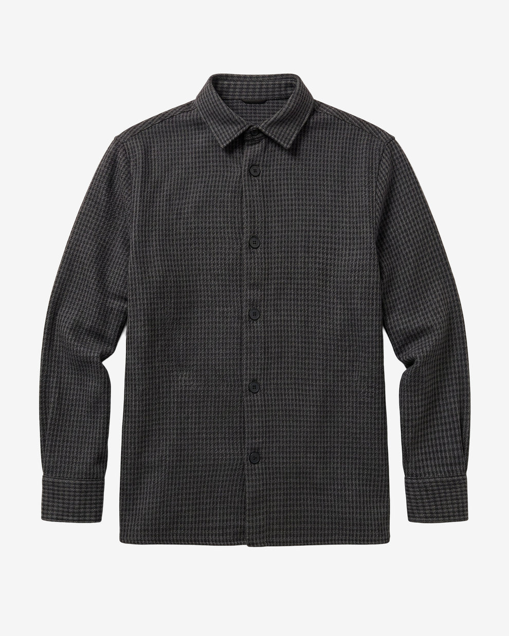 KnowledgeCotton Apparel - MEN Loose houndtooth overshirt Overshirts 7031 Grey check