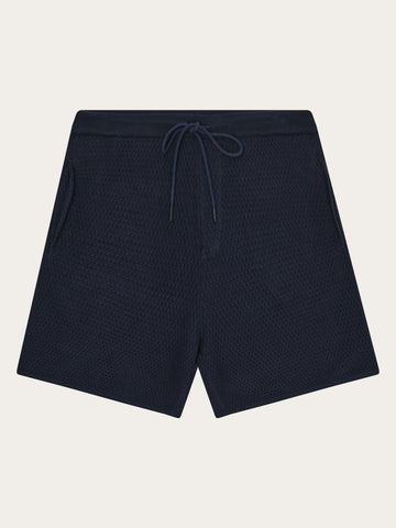 KnowledgeCotton Apparel - MEN Loose knit shorts Shorts 1412 Night Sky