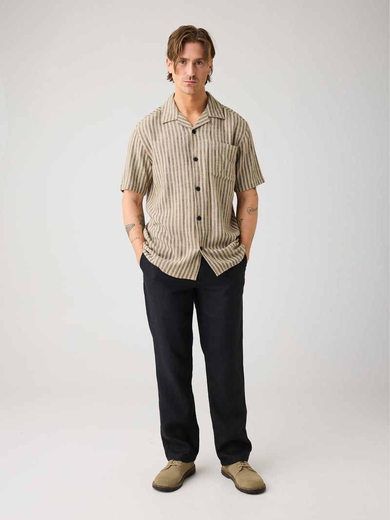 KnowledgeCotton Apparel - MEN Loose linen pant Pants 1300 Black Jet