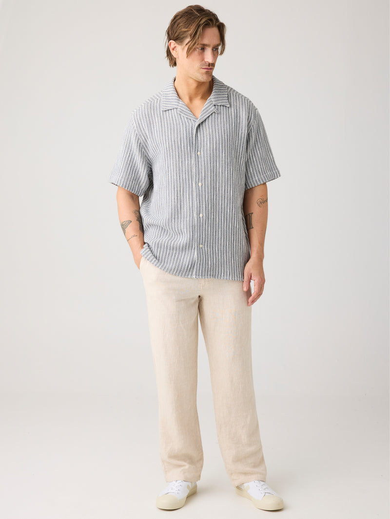 KnowledgeCotton Apparel - MEN Loose linen pant Pants 1449 Yarndyed - Light feather gray
