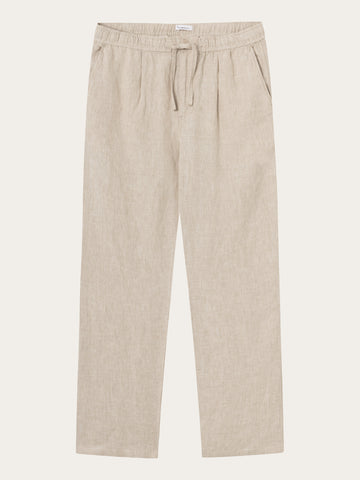 KnowledgeCotton Apparel - MEN Loose linen pant Pants 1449 Yarndyed - Light feather gray