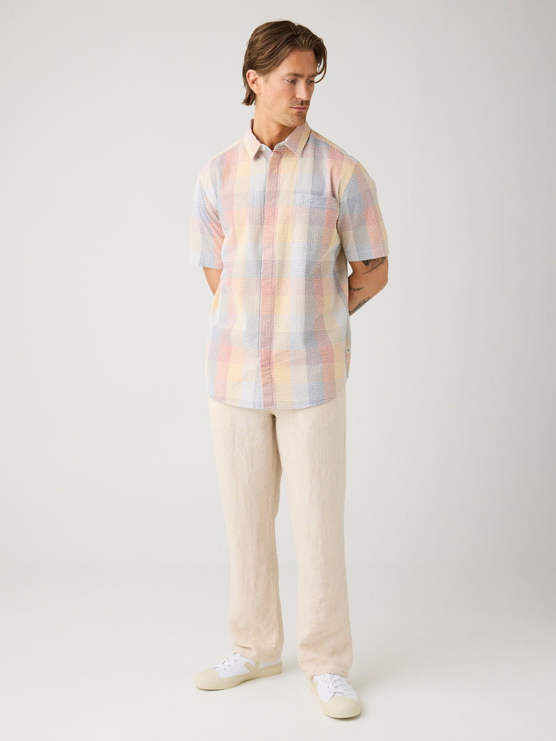 KnowledgeCotton Apparel - MEN Loose linen pant Pants 1449 Yarndyed - Light feather gray