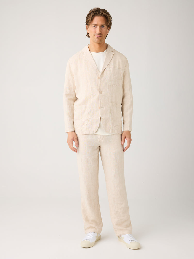 KnowledgeCotton Apparel - MEN Loose linen pant Pants 1449 Yarndyed - Light feather gray