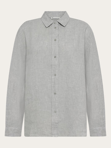 KnowledgeCotton Apparel - WMN Loose linen shirt Shirts 1496 Ultimate Grey - Yarndyed