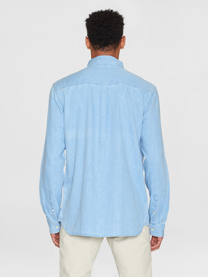 KnowledgeCotton Apparel - MEN Loose shirt - GOTS/Vegan Shirts 3030 Bleached Blue